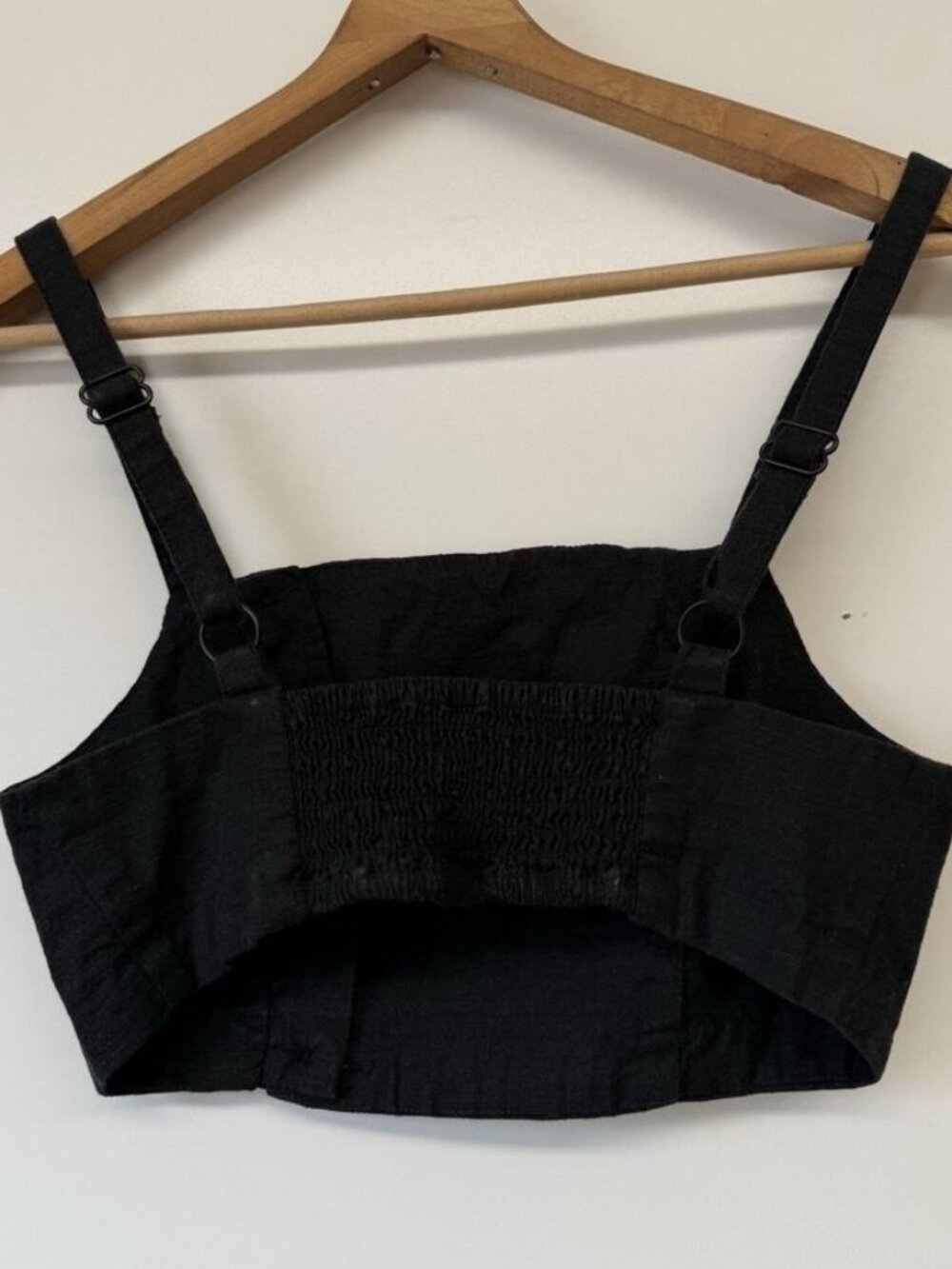 Crop Top Bandeau Smocked Back Button Linen Blend Sz Small👩🎨 - Picture 3 of 3